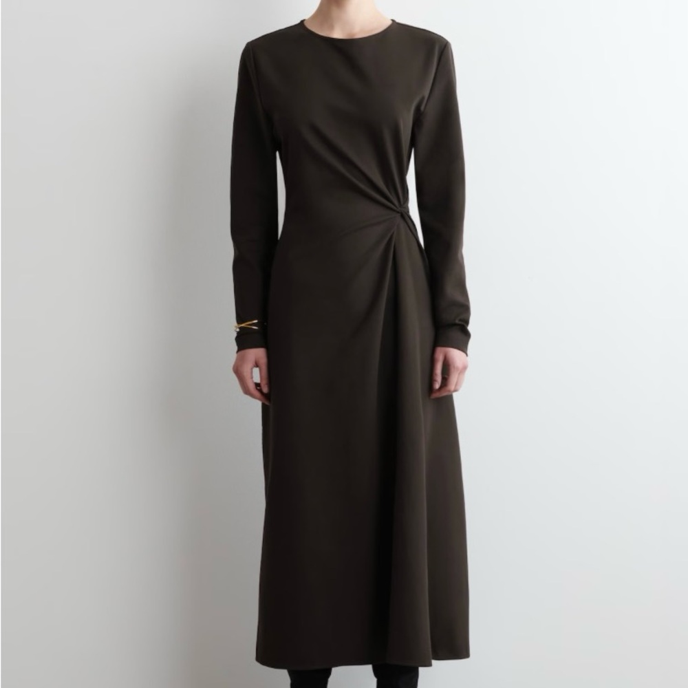 COS Elegant Brown Long Sleeve Dress NWT